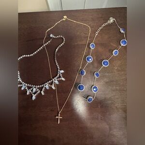 Gold and Blue Cross Necklace Set